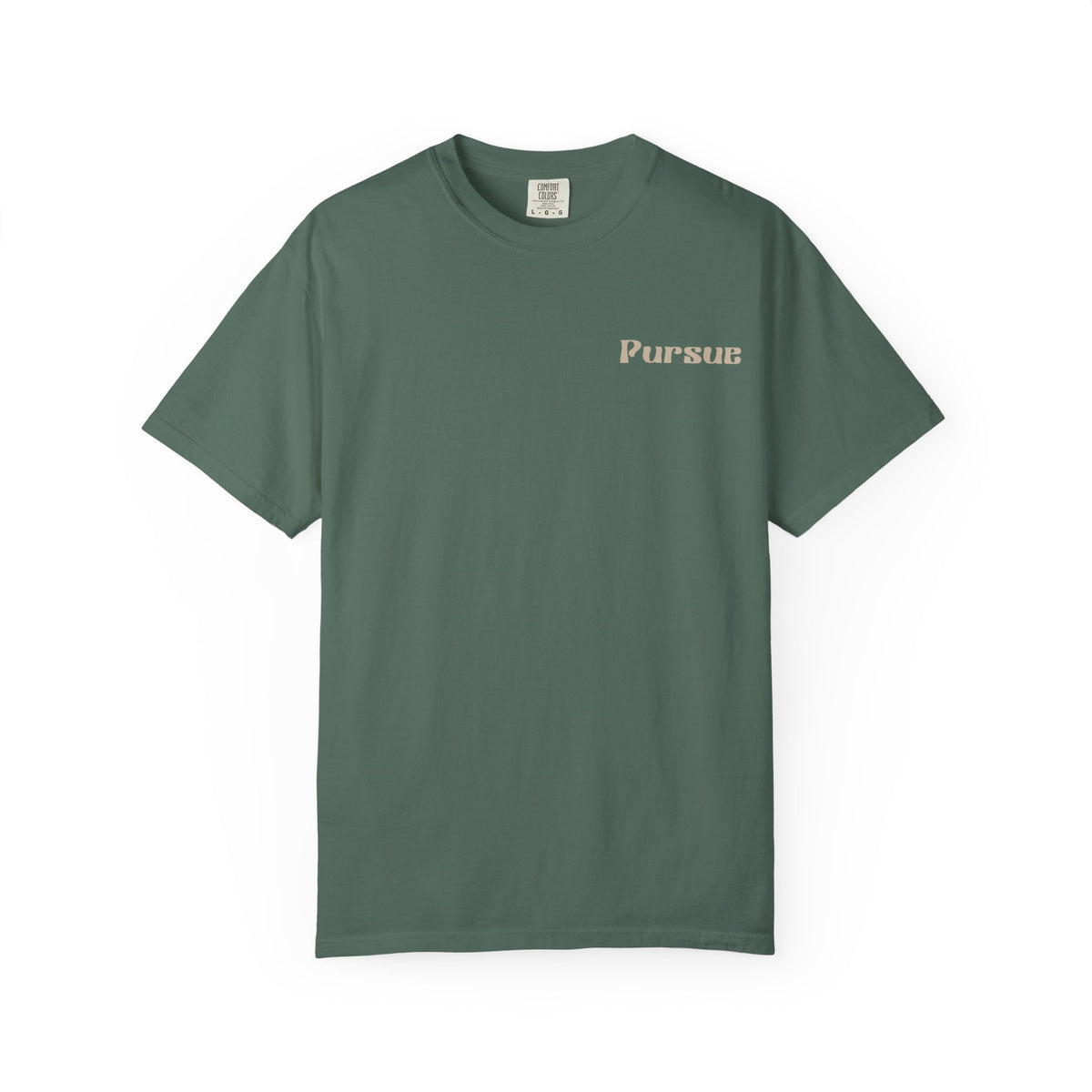 Perfect Peace T-Shirt – 'Pursue' Front Script with Isaiah 26:3 Scenic Back