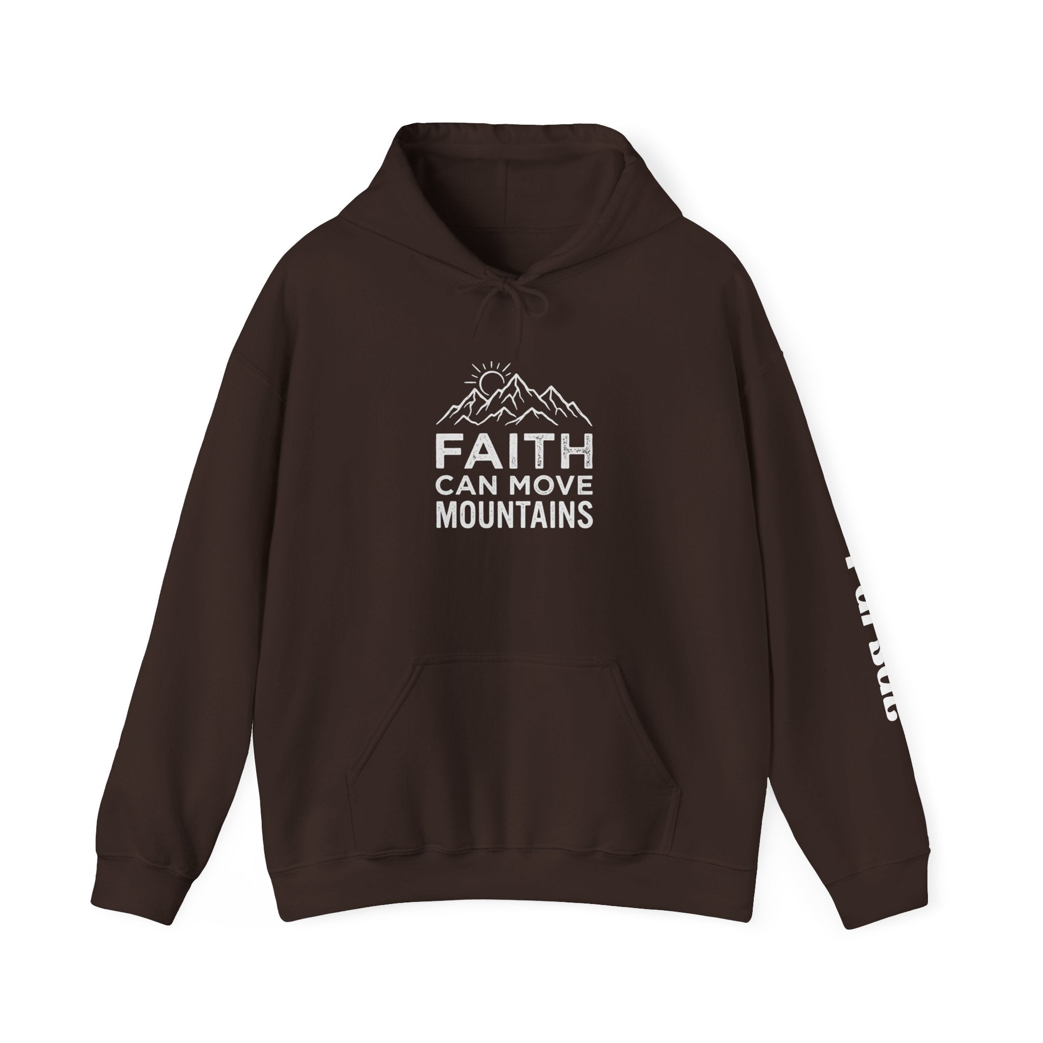 Faith Can Move Mountains Hoodie — Christian Inspirational Mountain Graphic Pullover