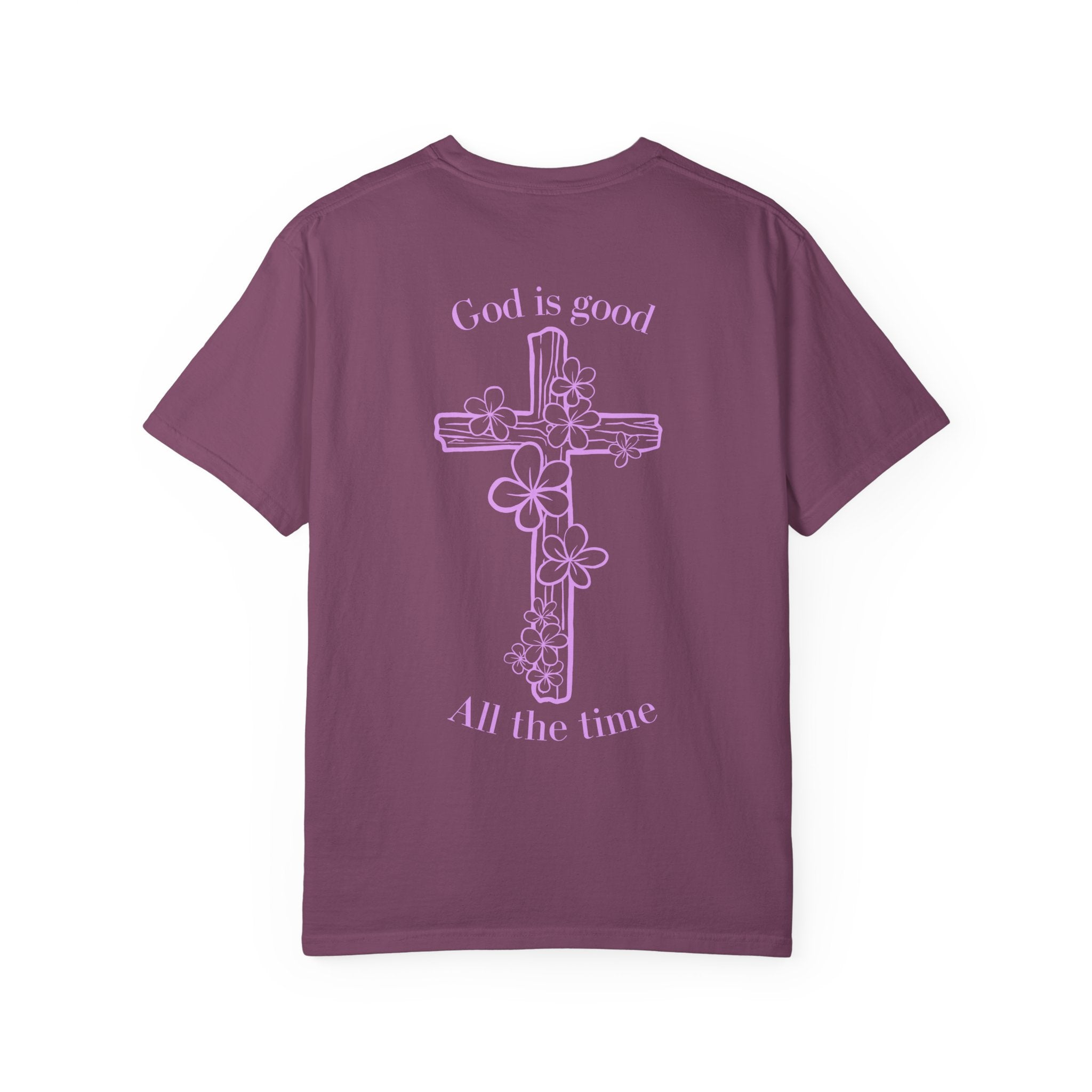 Faith Cross T-Shirt — "God Is Good All The Time" Floral Graphic
