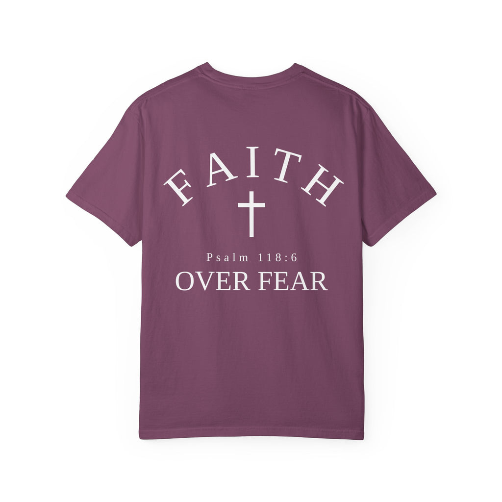 Faith Over Fear T‑Shirt — 'Pursue' Chest Logo, Psalm 118:6 Christian Tee
