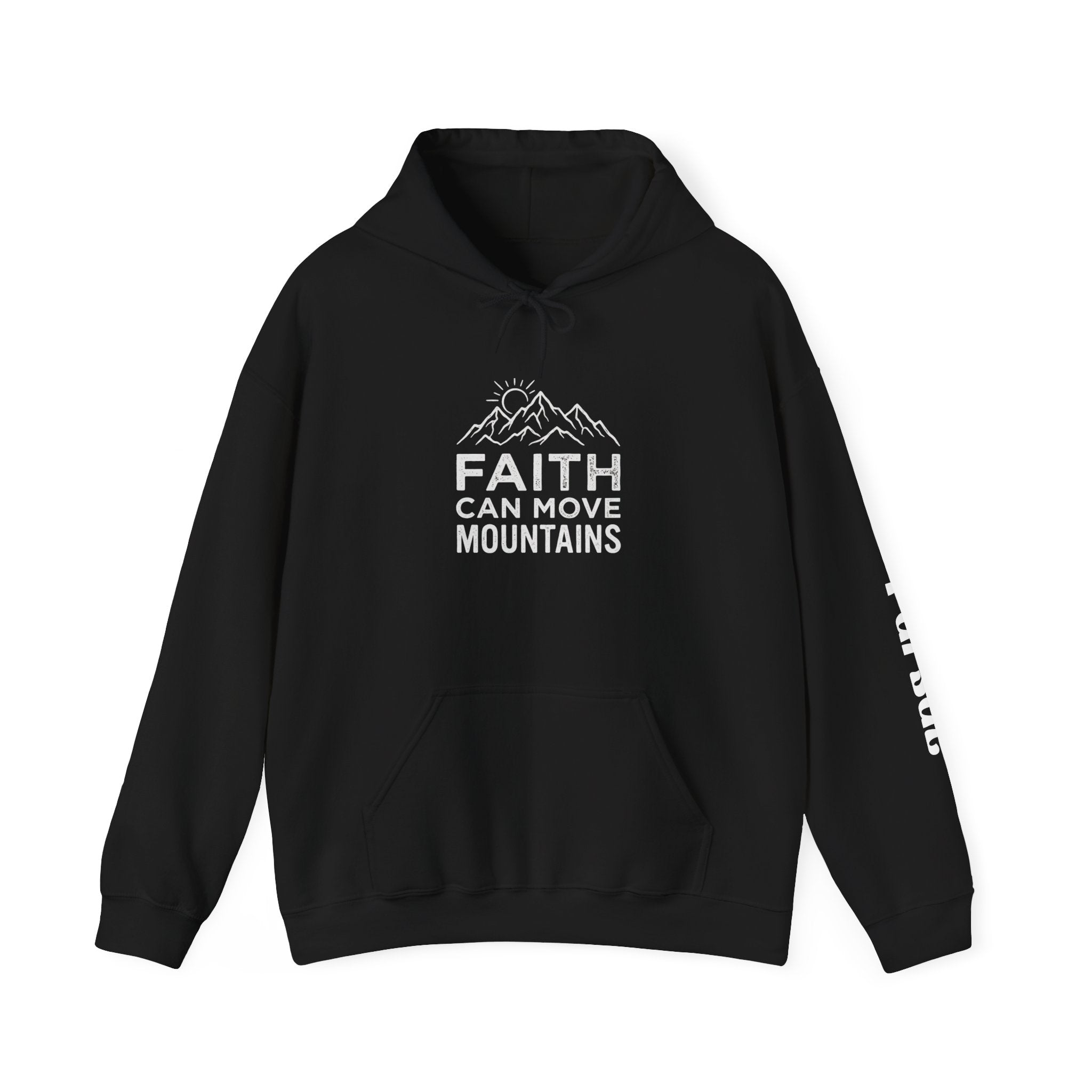 Faith Can Move Mountains Hoodie — Christian Inspirational Mountain Graphic Pullover