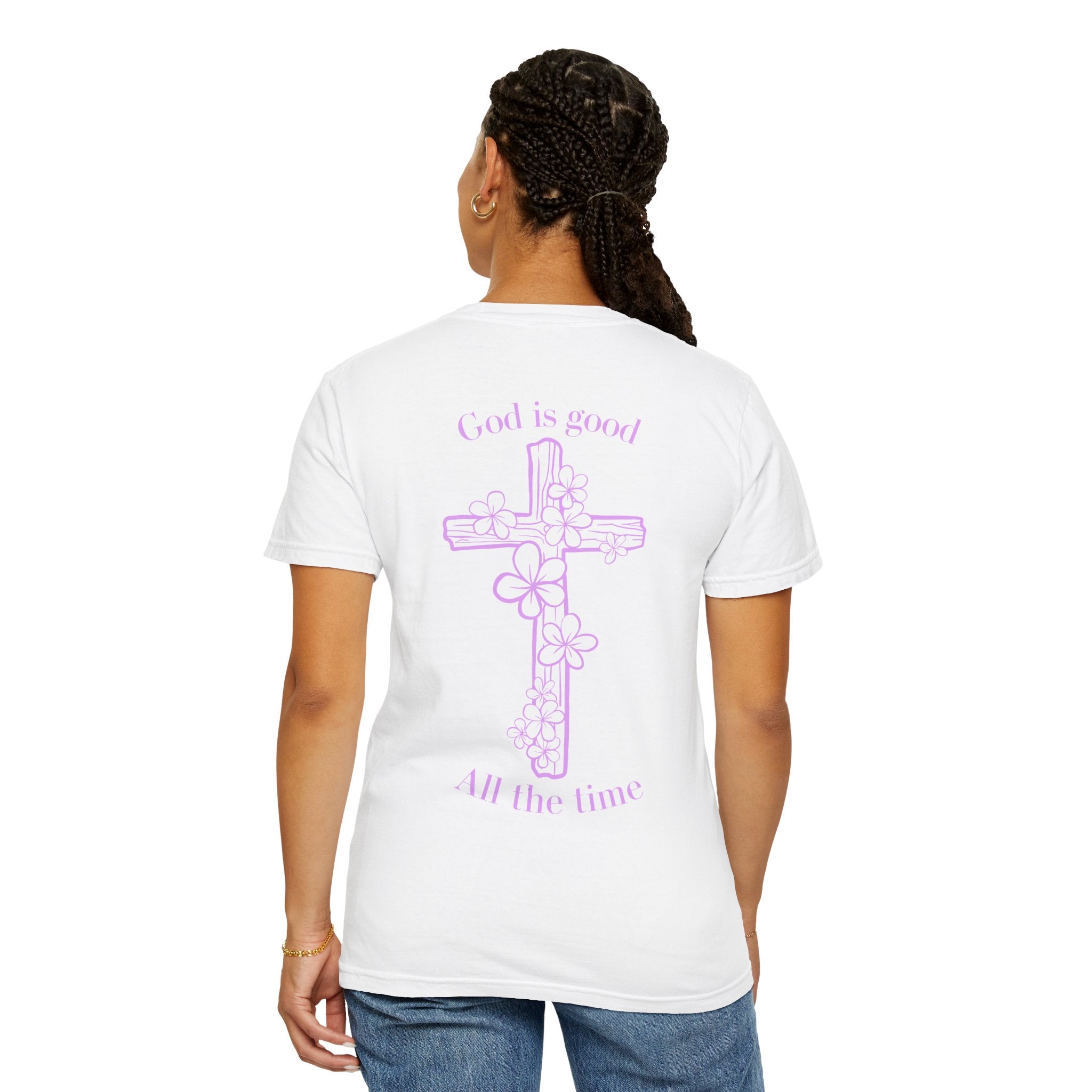 Faith Cross T-Shirt — "God Is Good All The Time" Floral Graphic