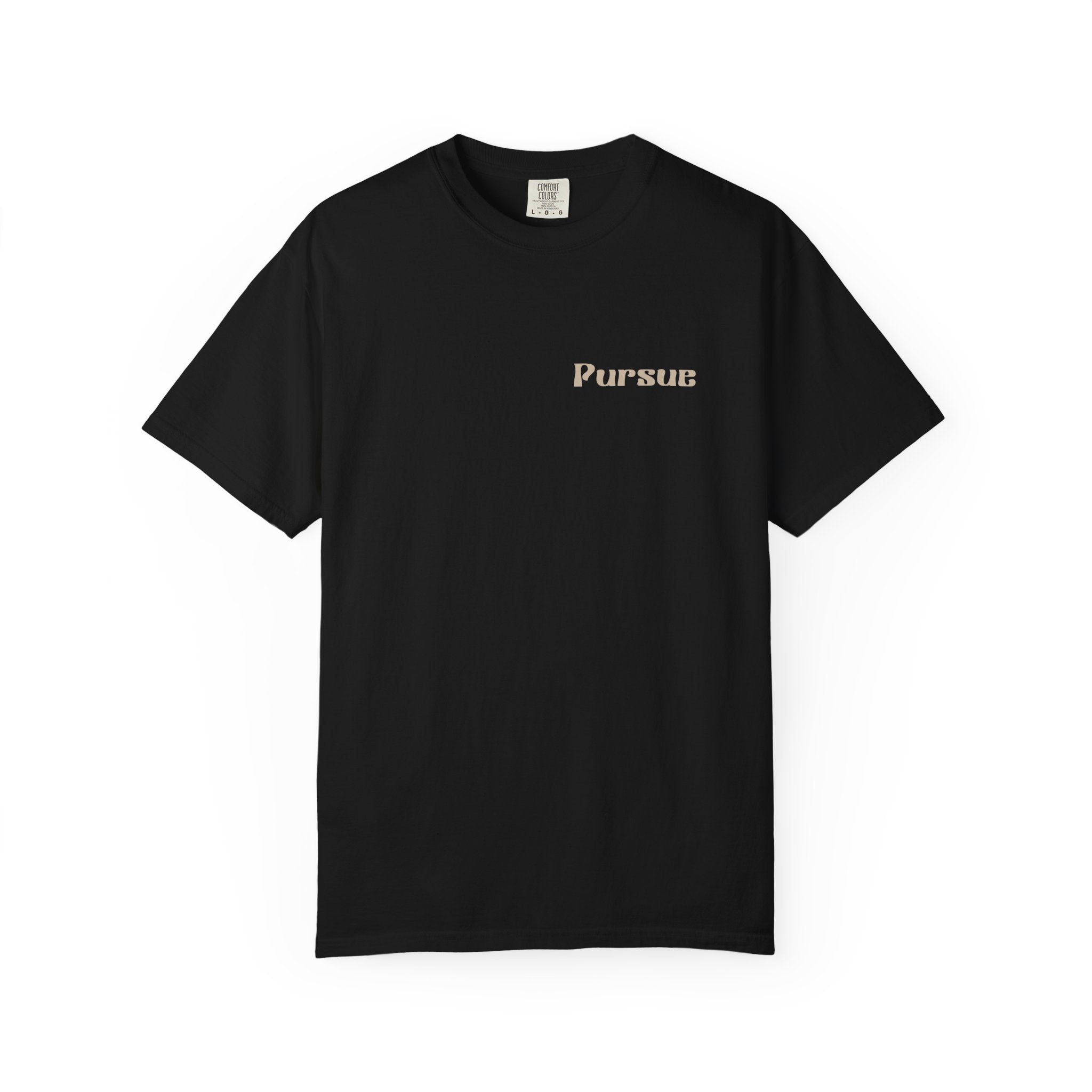 Perfect Peace T-Shirt – 'Pursue' Front Script with Isaiah 26:3 Scenic Back