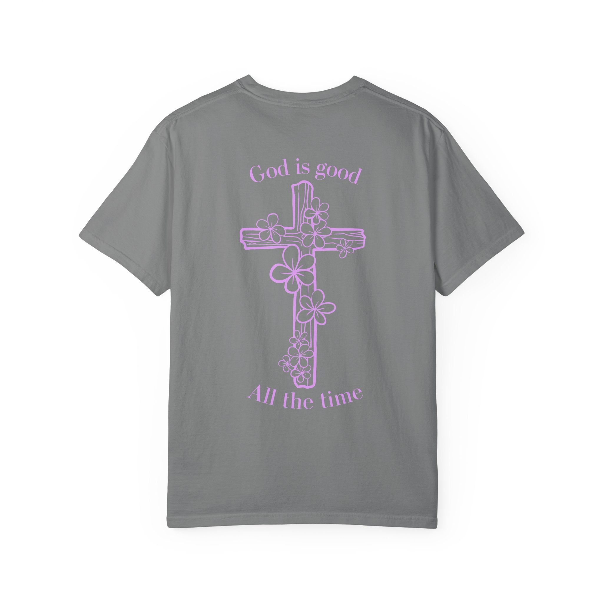 Faith Cross T-Shirt — "God Is Good All The Time" Floral Graphic