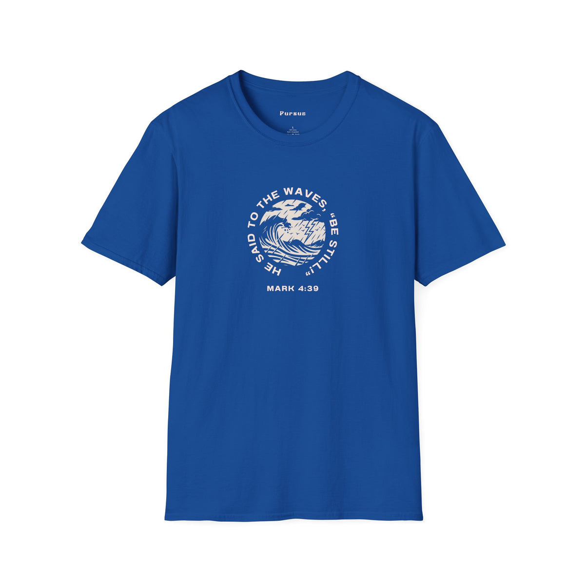 Christian Wave Graphic Tee — "Be Still" Mark 4:39 Inspirational T-Shirt