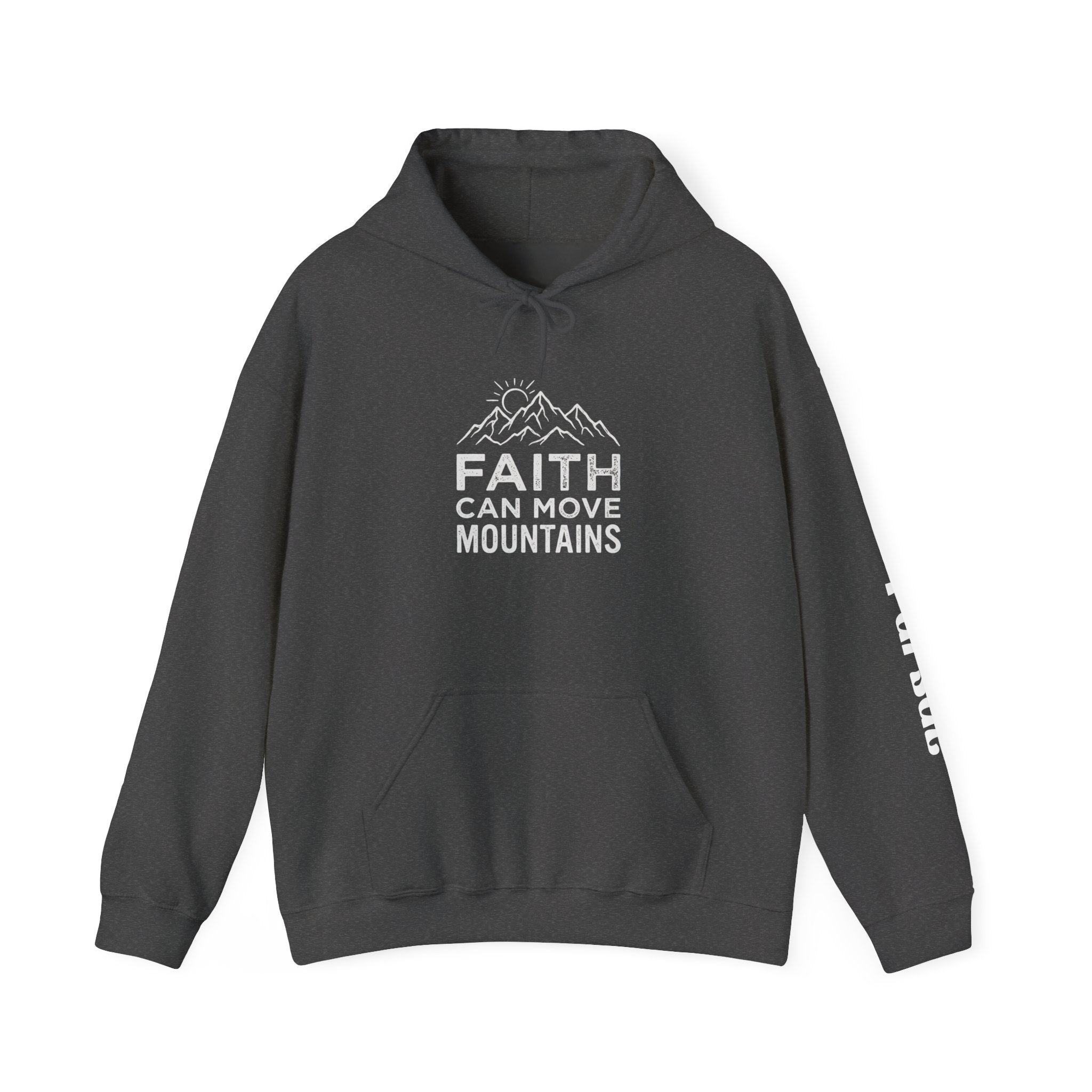 Faith Can Move Mountains Hoodie — Christian Inspirational Mountain Graphic Pullover
