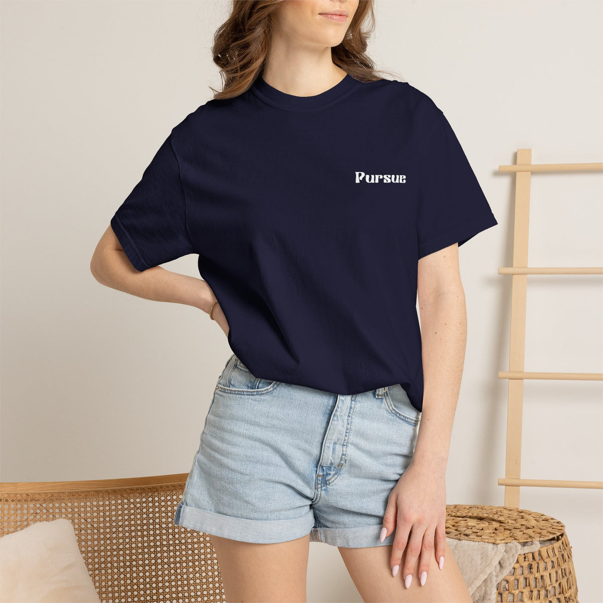 Faith Over Fear T‑Shirt — 'Pursue' Chest Logo, Psalm 118:6 Christian Tee