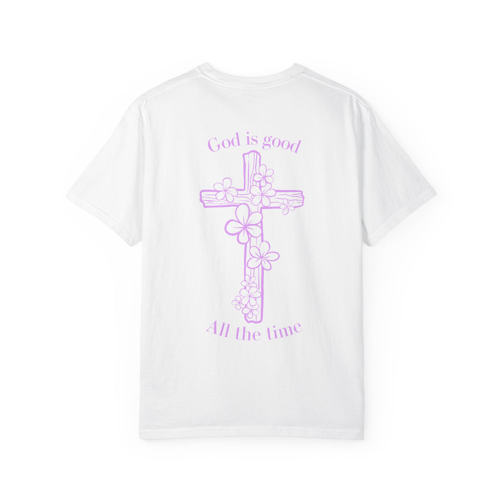 Faith Cross T-Shirt — "God Is Good All The Time" Floral Graphic
