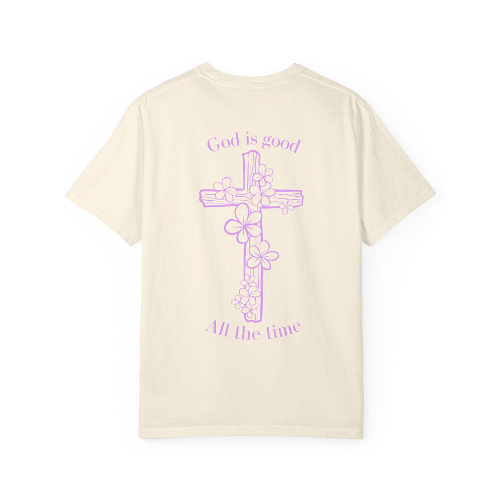 Faith Cross T-Shirt — "God Is Good All The Time" Floral Graphic
